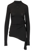 Off-White Draped High Neck Mini Dress