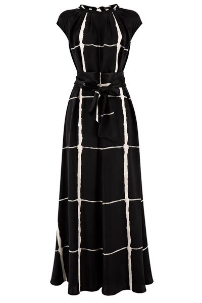 Kiton Checked Crewneck Belted Dress