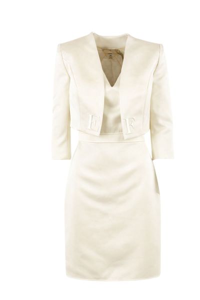 Elisabetta Franchi Duchess Satin Tulle Jacket Dress