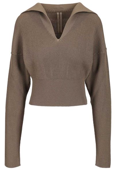 Rick Owens Ribbed Cropped Knitted Sweater