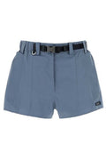 Prada Belted Ruffle-Waist Shorts