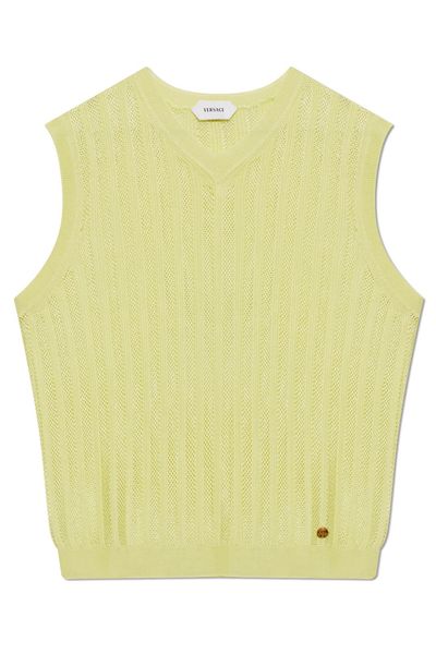 Versace Ribbed V-Neck Knitted Top