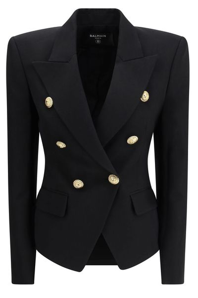 Balmain Double Breasted Fitted Grain De Poudre Jacket