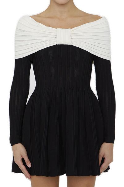 Balmain Off-The-Shoulder Skater Dress
