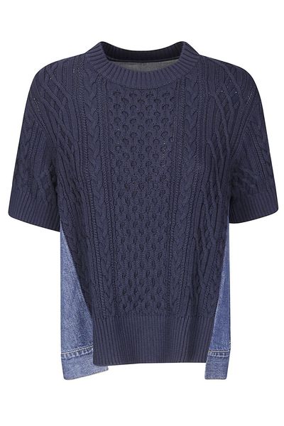Sacai Cable Knit Panel Knitted Top