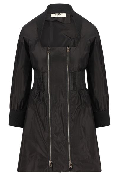 Fendi Double-Zipped Square-Neck Mini Dress