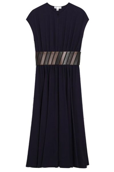 Alaïa Pleated Belted Midi Dress