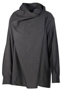Bottega Veneta Stripe Patterned Draped Collar Shirt