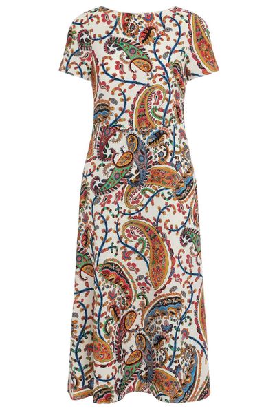 Etro Paisley Printed Short Sleeved Midi Dress