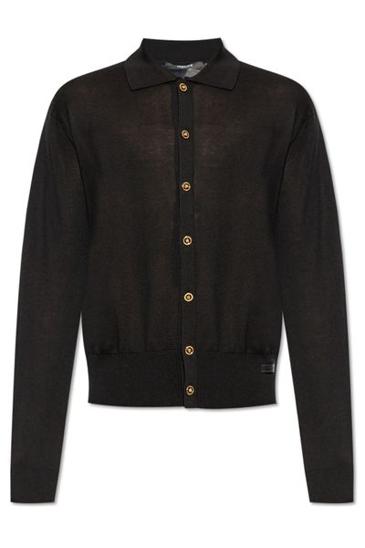 Versace Collared Button-Up Cardigan