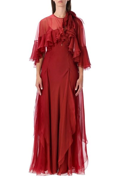 Alberta Ferretti Satin Chiffon Gown