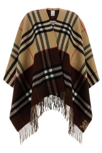 Burberry Checkered Fringed Cape