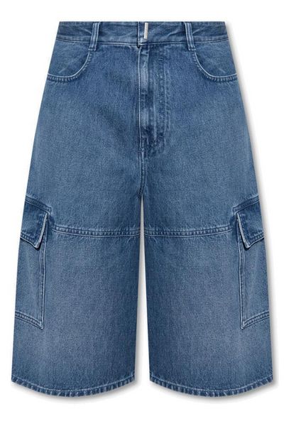 Givenchy Multicutted Denim Cargo Shorts