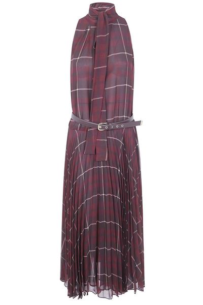 Max Mara Studio Check Patterned Pleated Dress