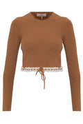 Chloé Lace-Trimmed Cropped Knitted Sweater