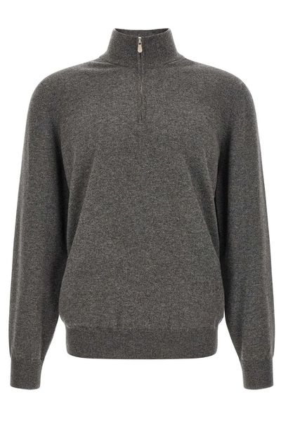 Brunello Cucinelli Long-Sleeved Half-Zip Jumper