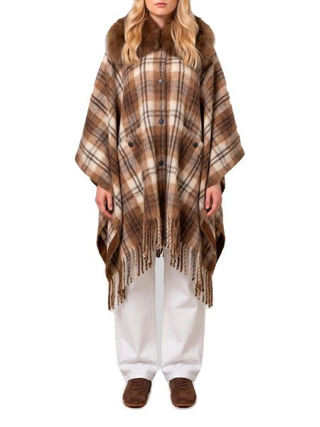 Moncler Grenoble Fringed Checked Cape