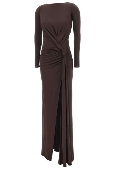 Elisabetta Franchi Draped Open-Back Evening Dress