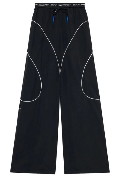Off-White Logo Waist Wide-Leg Pants