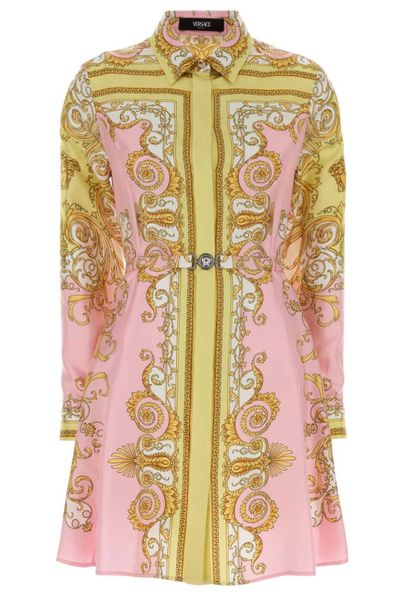 Versace Pattern-Printed Twill Mini Shirt Dress