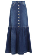 Dolce & Gabbana Logo Plate Midi Denim Skirt