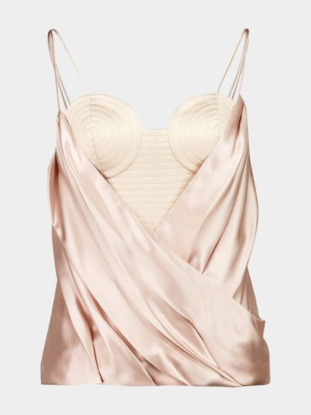 Balmain Strappy Satin Bustier Top