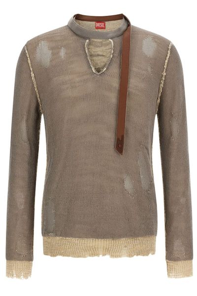 Diesel K-Daianeris Biker Neck Strap Distressed Jumper