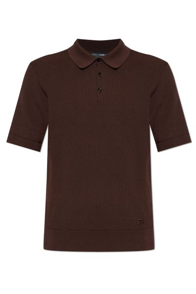 Dolce & Gabbana Ribbed Polo Knitted Top