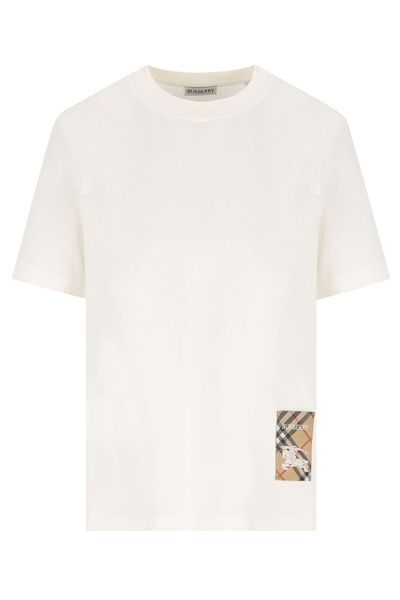 Burberry Checked Patch Crewneck T-Shirt