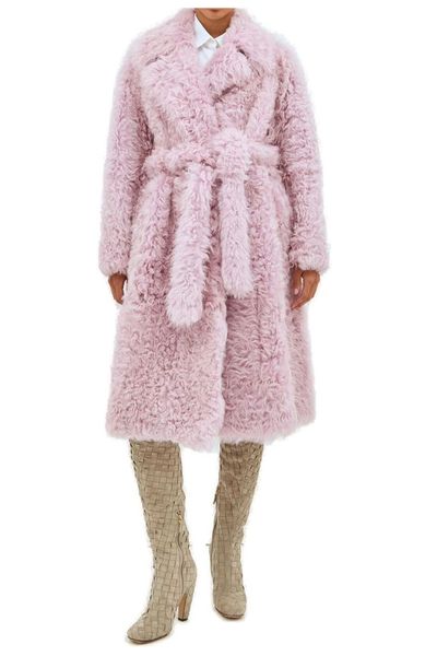 Bottega Veneta Belted Waist Shearling Coat