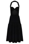 Balmain Halterneck Pleated Knit Midi Dress