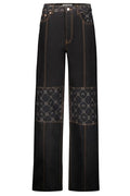 Marine Serre Wide-Leg Patchwork Jeans