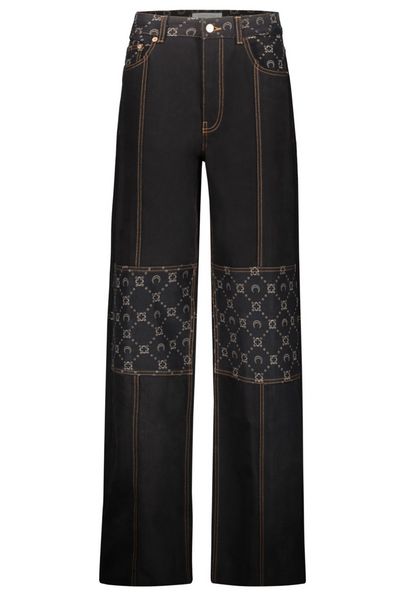 Marine Serre Wide-Leg Patchwork Jeans