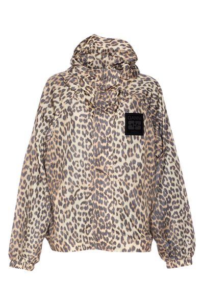 Ganni Leopard Print Hooded Jacket