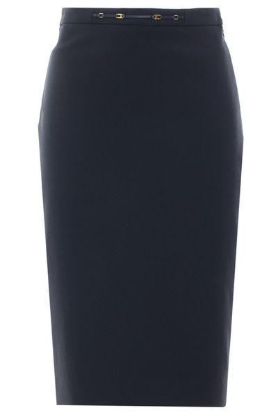 Elisabetta Franchi Logo Detailed Slim Fit Midi Skirt
