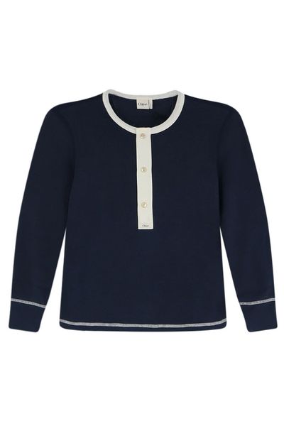 Chloé Contrast Trim Henley Knitted Sweater