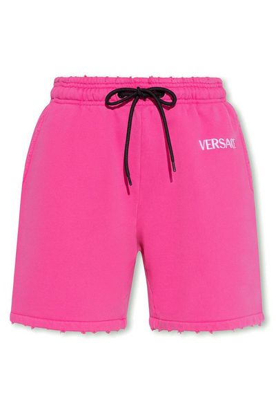 Versace Logo Embroidered Drawstring Shorts