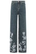 ROTATE Rose Printed Straight-Leg Jeans