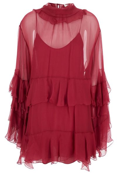 Chloé Sheer Detailed Ruffled Dress