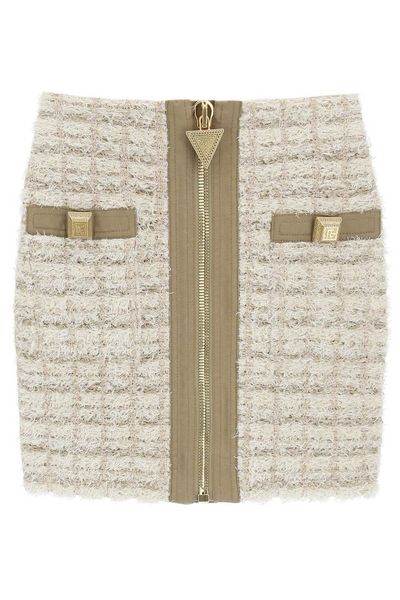 Balmain High Waist Tweed Mini Skirt