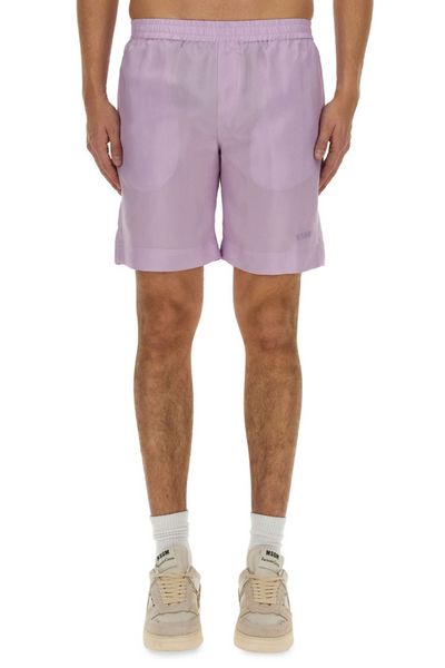 MSGM Logo Embroidered Thigh-Length Shorts