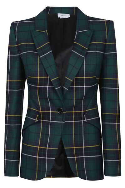 Alexander McQueen Single Breasted Checked Blazer