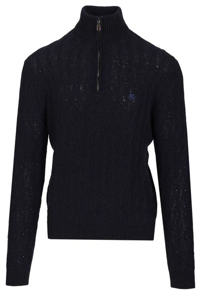 Etro Roma Cable Quarter Zip Knitted Sweater