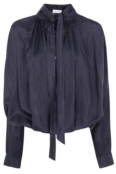 Dries Van Noten Pinstripe Tied-Neck Shirt