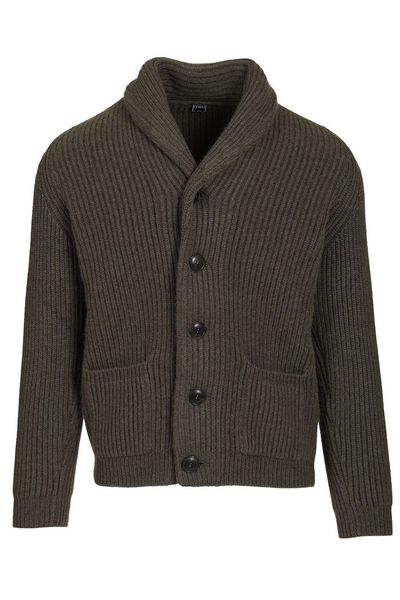 Fedeli Shawl Collar Ribbed Cardigan