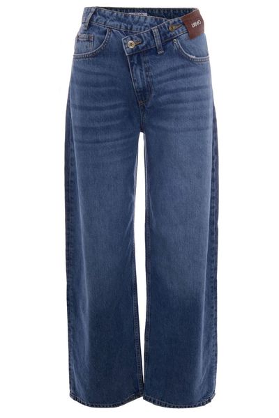 Liu Jo Logo Patch Wide Leg Jeans