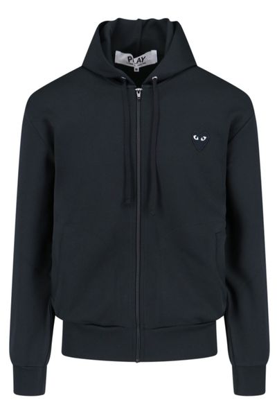 Comme des Garçons Play Logo Embroidered Zipped Hoodie
