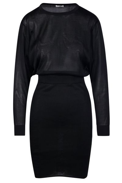 Saint Laurent Backless Long-Sleeved Dress