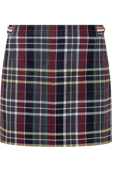 Thom Browne RWB Stripe Detailed Checked Mini Skirt