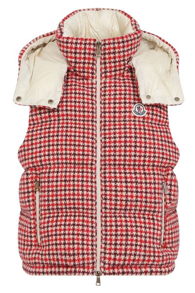 Moncler Niverolles Houndstooth Zip-Up Padded Jacket